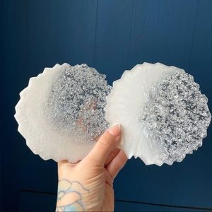 4 pc handmade resin CRESCENT MOON coasters
